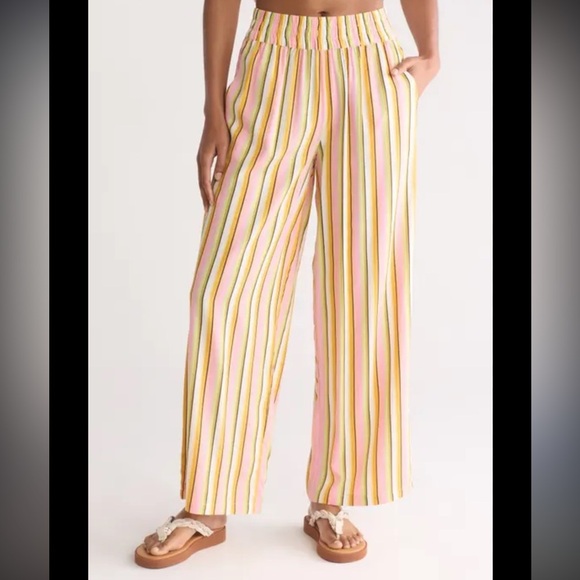 Billabong Pants - Billabong Women’s Seaside Striped Lightweight Summer Beach Pants Size Large